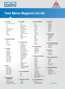 Test Menu Maglumi (CLIA) - Snibe